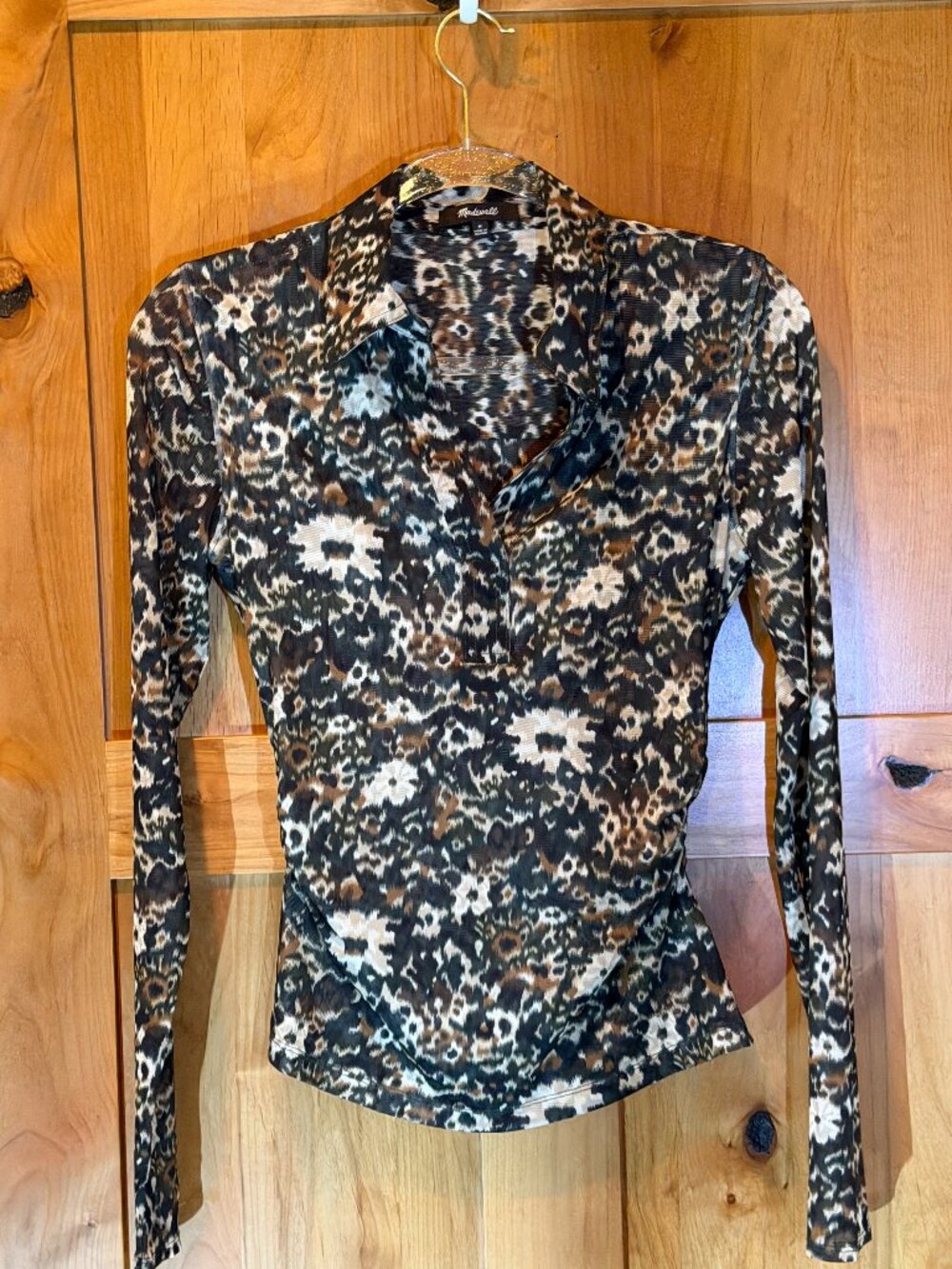 Madewell Animal Floral Print Wrap-Front Top Size M